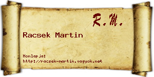 Racsek Martin névjegykártya